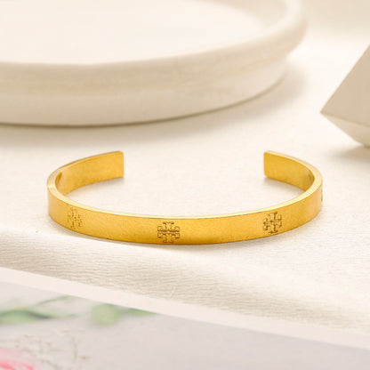 304 Stainless Steel Engraved Slim Cuff Bracelet - Style Options