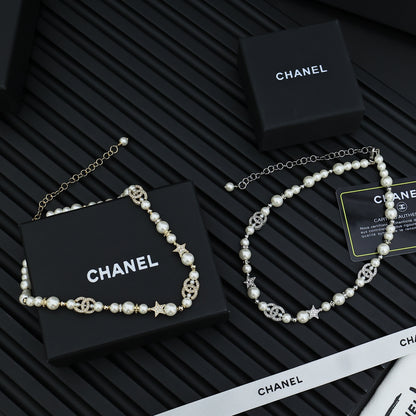 Pearl-Look Bead & Oval-Link Necklace