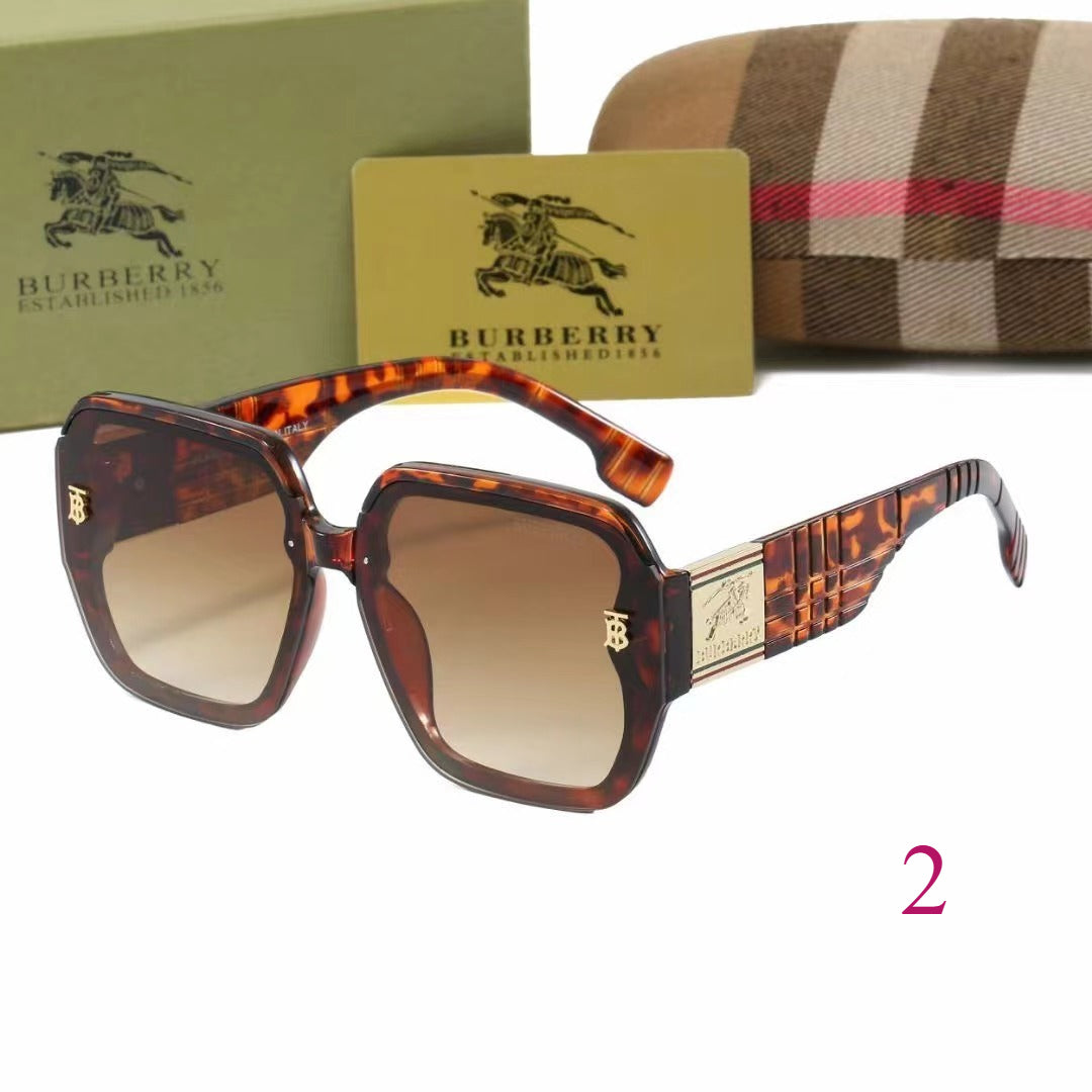 Oversized Square Sunglasses with Patterned Temples