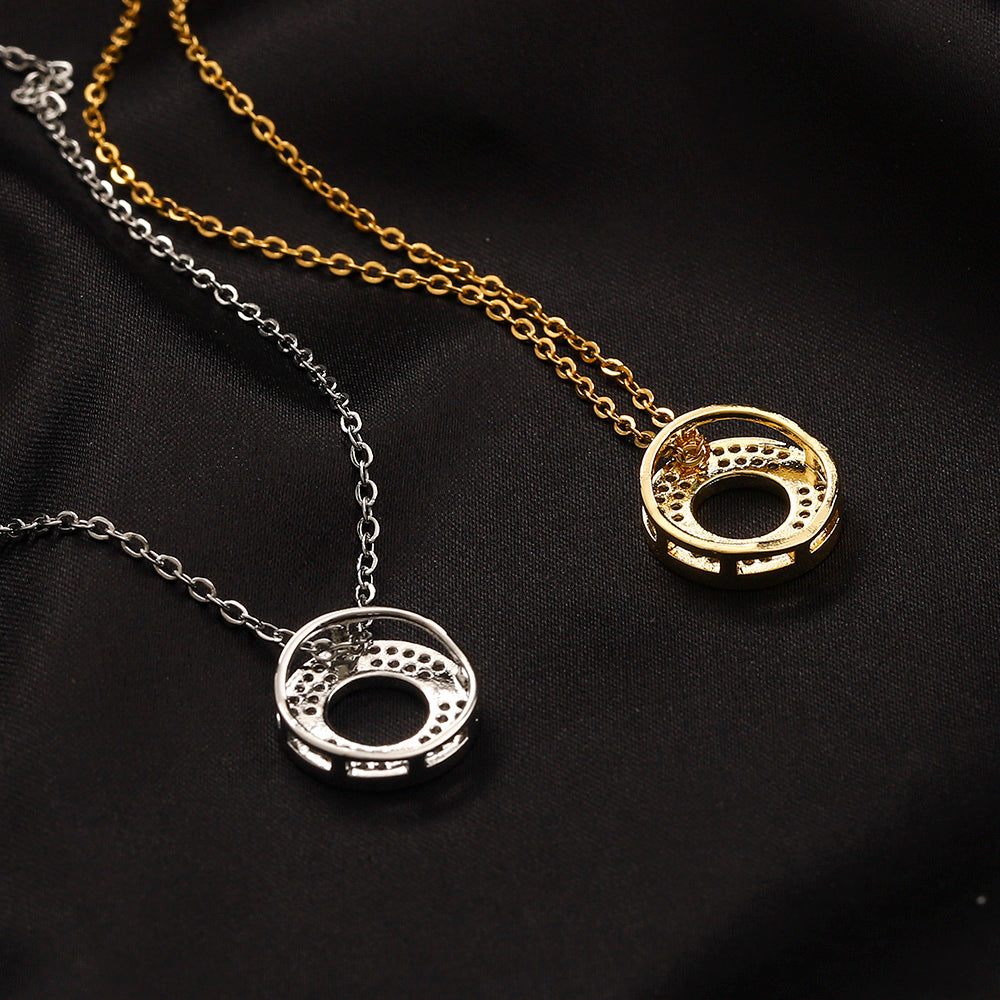 Copper Pave Open-Circle Pendant Necklace