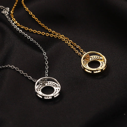 Copper Pave Open-Circle Pendant Necklace