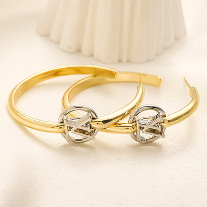 Copper Double Monogram Hoop Earrings