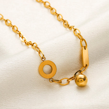 304 Stainless Steel Open-Circle & Heart Charm Chain Necklace