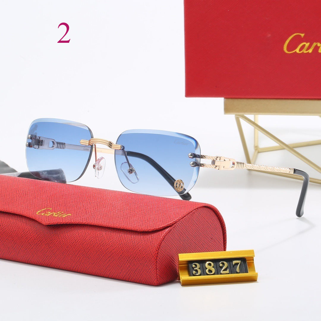 Geometric Rimless Sunglasses with Double Bridge