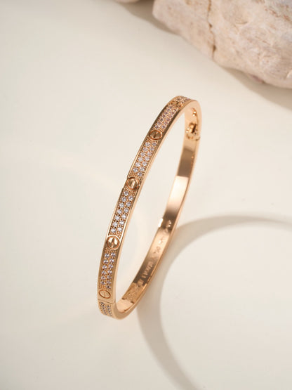 Pave Screw-Detail Bangle Bracelet