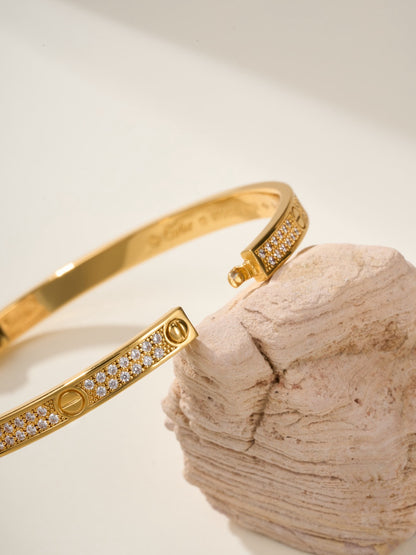 Pave Screw-Detail Bangle Bracelet