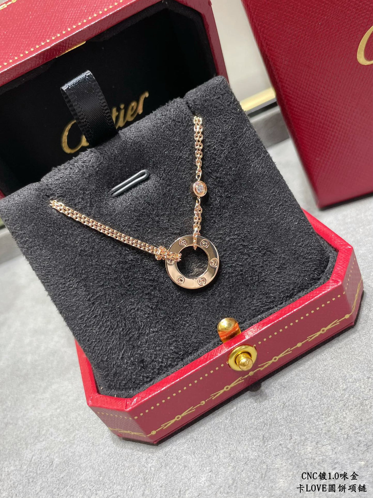 Double-Chain Studded Circle Necklace