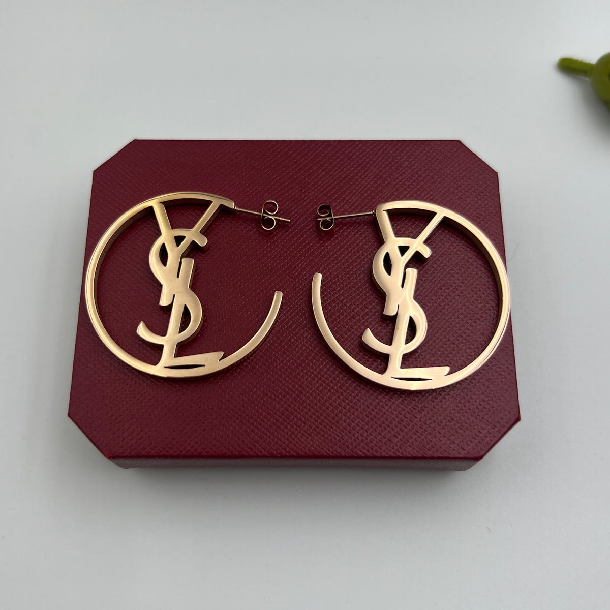 304 Stainless Steel Large Open Monogram Hoop Earrings