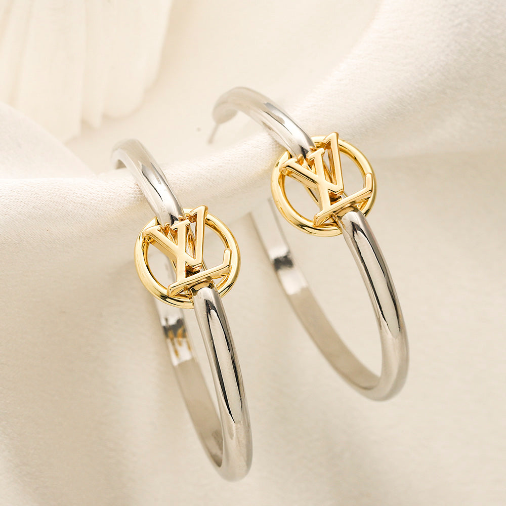 Copper Double Monogram Hoop Earrings