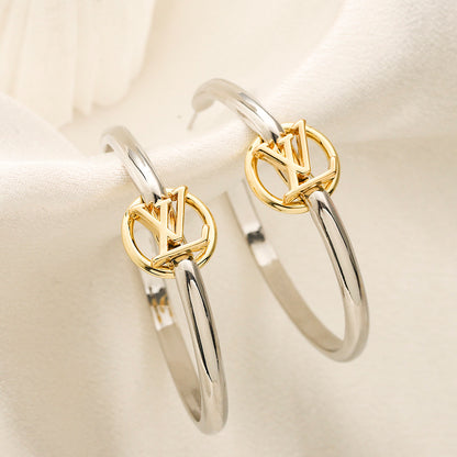 Copper Double Monogram Hoop Earrings