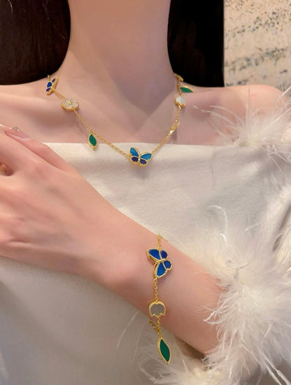 Butterfly & Leaf Station Necklace