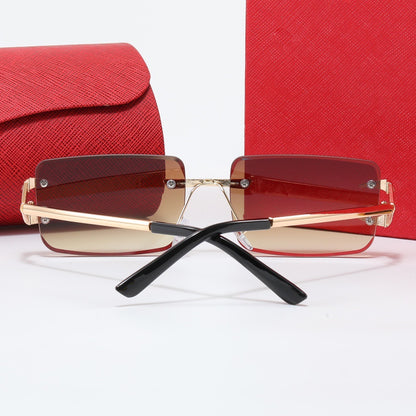 Wide Rectangular Rimless Sunglasses
