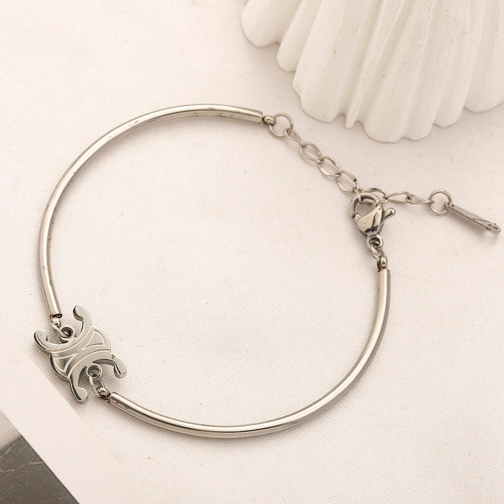 304 Stainless Steel Slim Quatrefoil Charm Bracelet