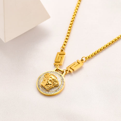 304 Stainless Steel Color-Inlay Medallion Pendant Necklace