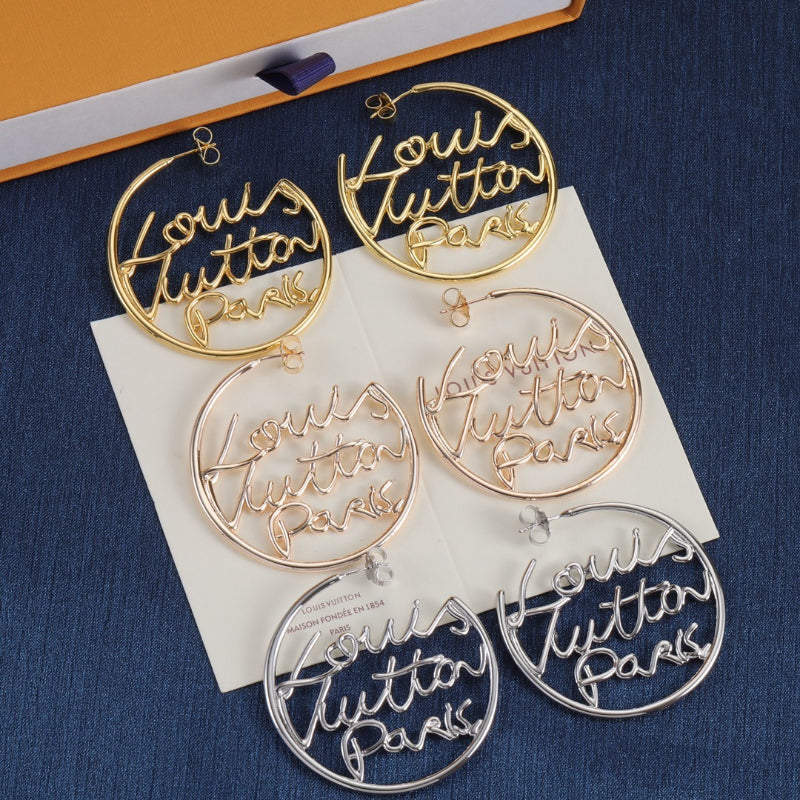 Script Letter Hoop Earrings