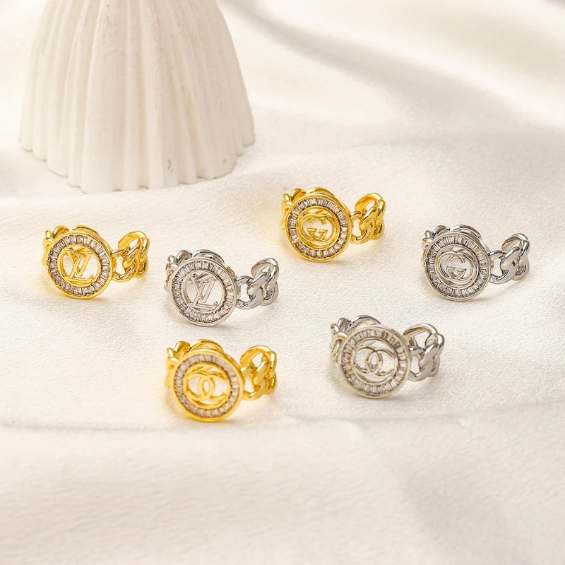 Anello placcato oro vero in rame e zirconio