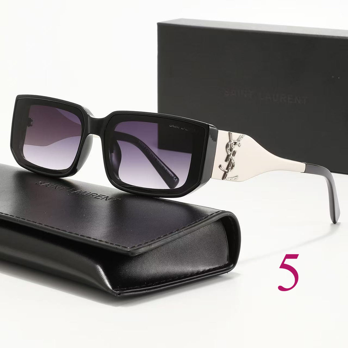 Wide Square Sunglasses with Contrast Metal Temples