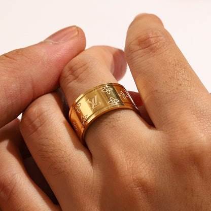 Copper Zirconium Real Gold Plated Ring,Rings Collection、L*V  Series