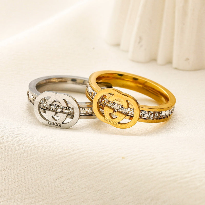Copper Zirconium Real Gold Plated Ring,Rings Collection、GU*CI  Series