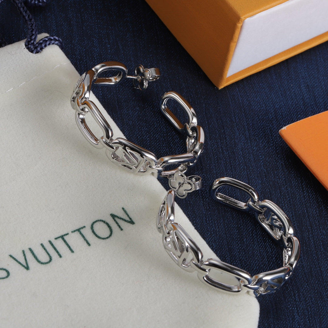 Oval Chain-Link Hoop Earrings
