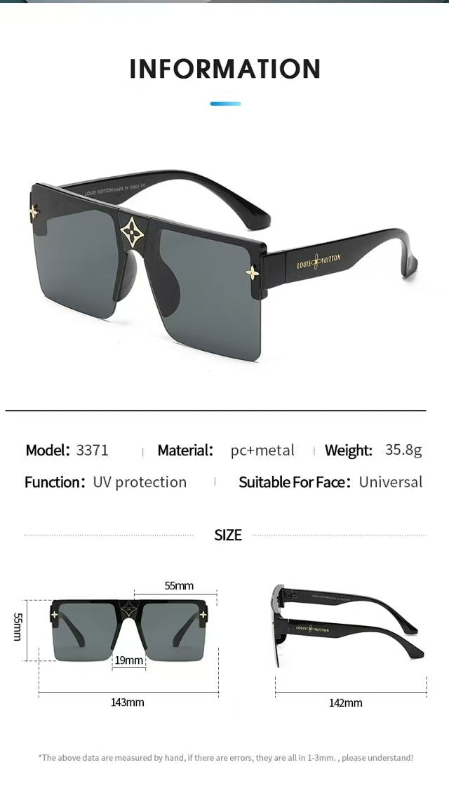 Flat-Top Rimless Sunglasses with Star Bridge Accent