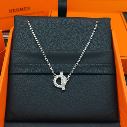 Pave Ring & Safety-Pin Pendant Necklace