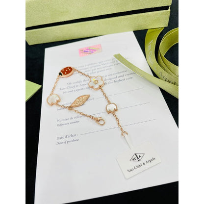 Ladybug & Flower Chain Bracelet