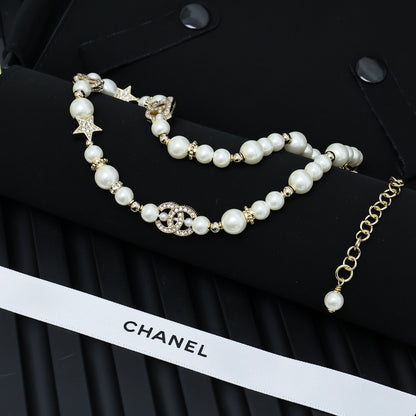 Pearl-Look Bead & Oval-Link Necklace
