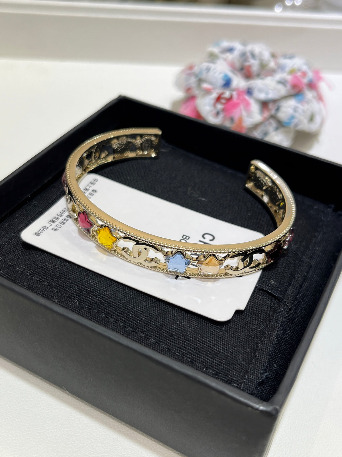 Colorful Stone & Pave Cuff Bracelet