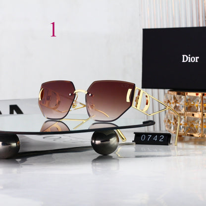 Rectangular Metal Sunglasses with Twin Bridge Bars