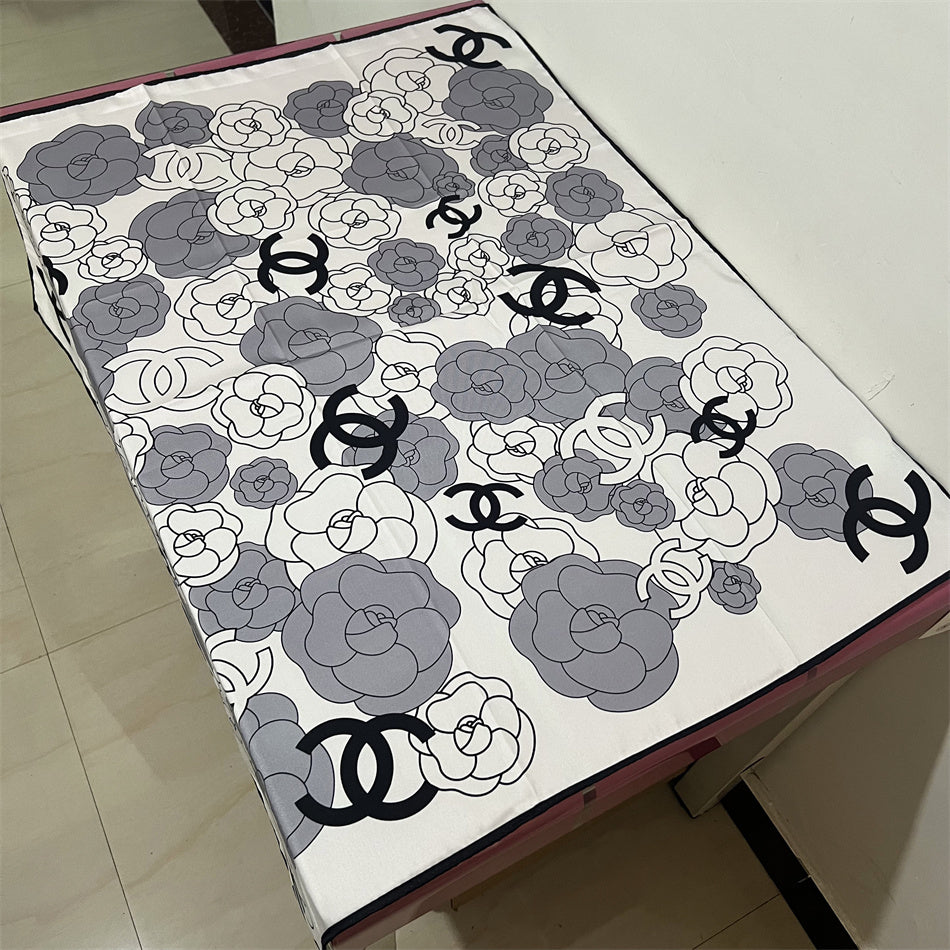 Camellia & Monogram Square Scarf - 90 x 90 cm