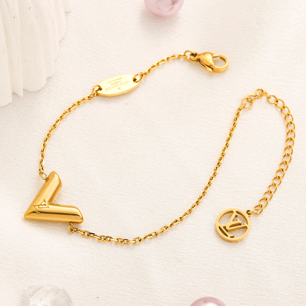 304 Stainless Steel V-Motif Earrings, Bracelet & Necklace Collection