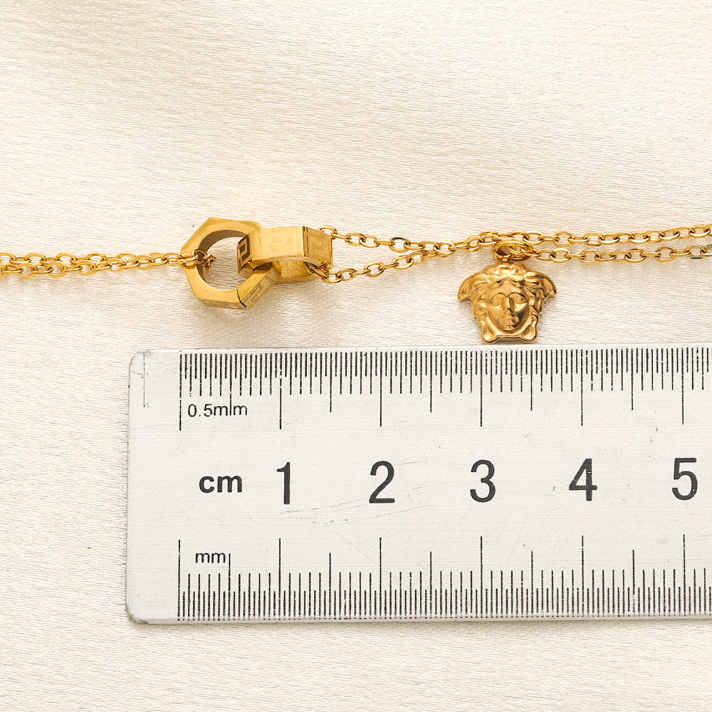 304 Stainless Steel Double-Chain Toggle Charm Bracelet