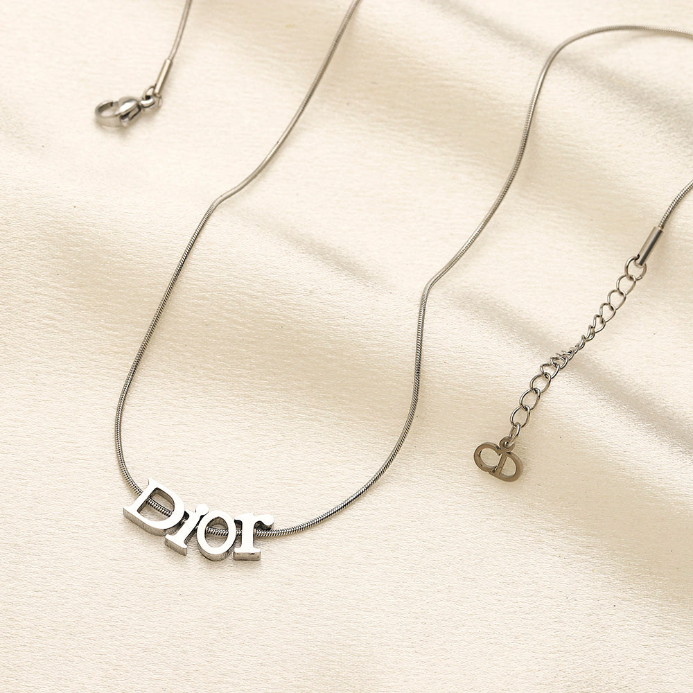 304 Stainless Steel Lettering Snake Chain Necklace