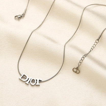 304 Stainless Steel Lettering Snake Chain Necklace