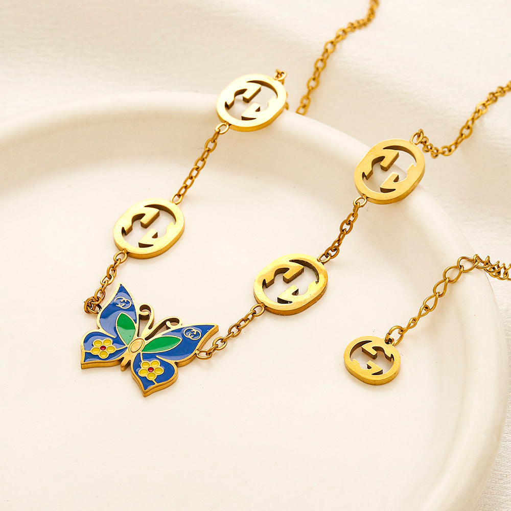 304 Stainless Steel Butterfly Earrings, Bracelet & Necklace Collection