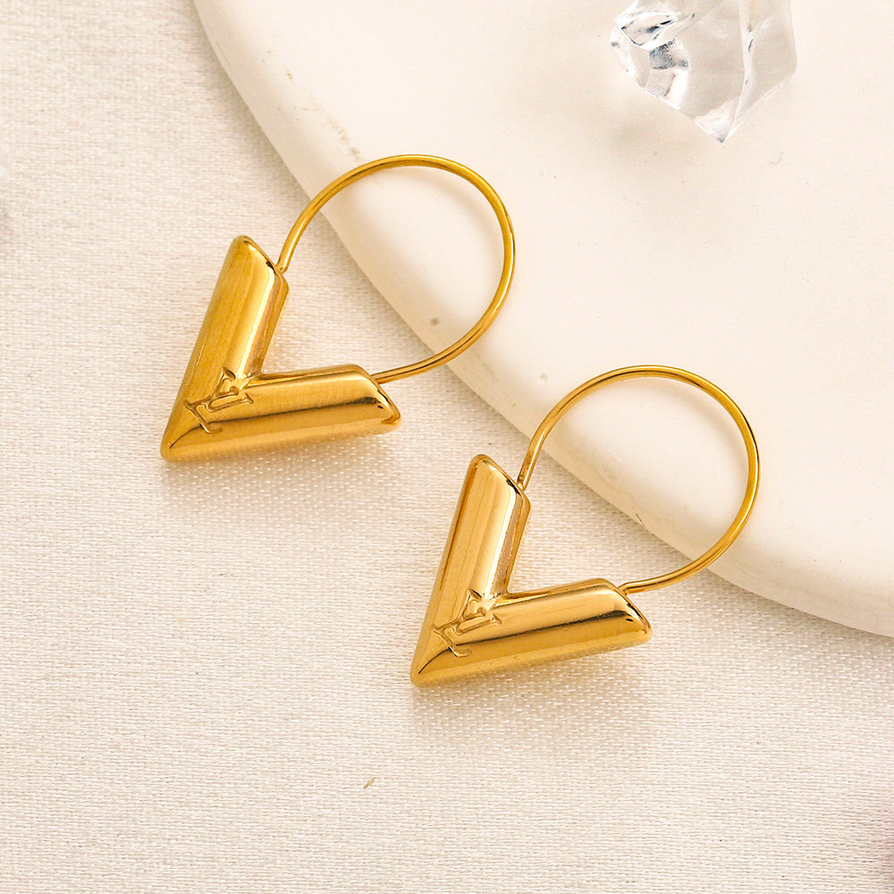 304 Stainless Steel V-Motif Earrings, Bracelet & Necklace Collection