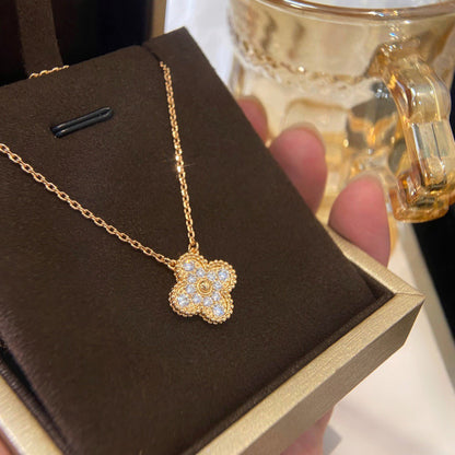Pave Quatrefoil Pendant Necklace