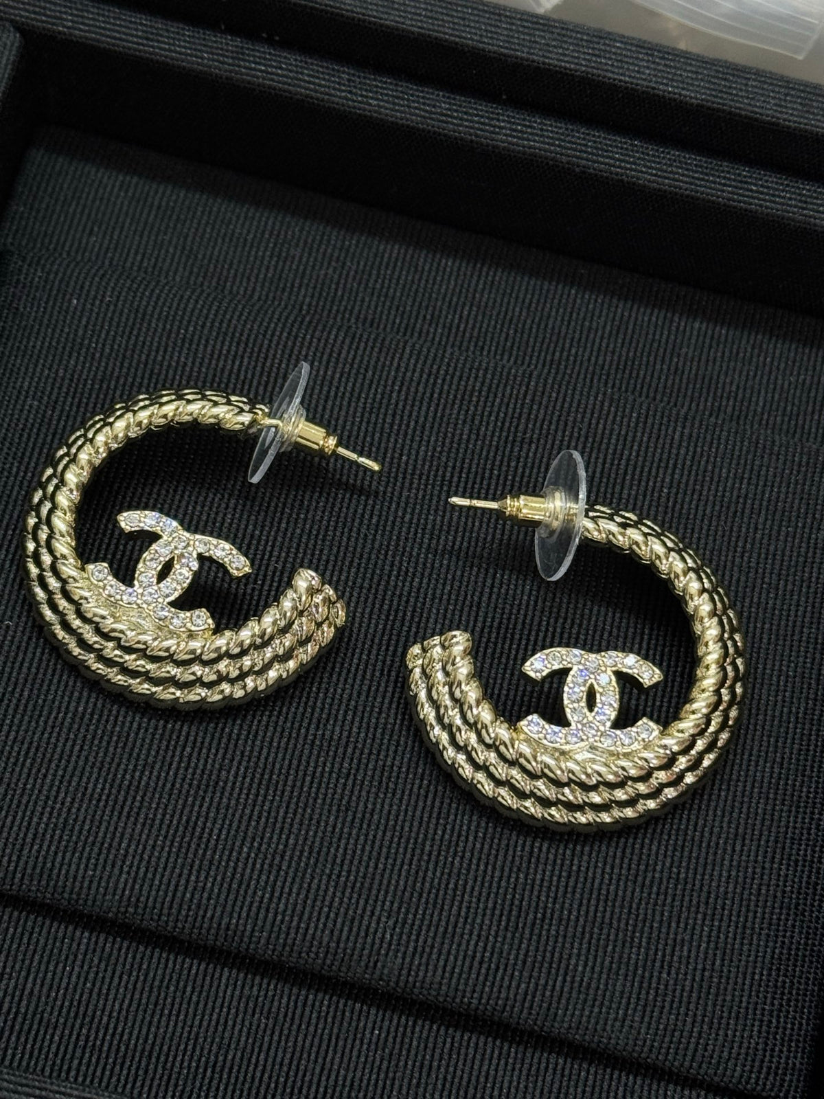 Triple-Row Beaded Hoop Earrings