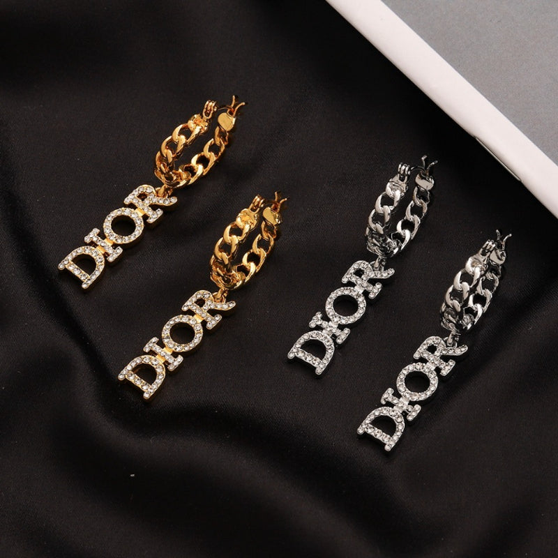 304 Stainless Steel Letter Charm Chain Hoop Earrings