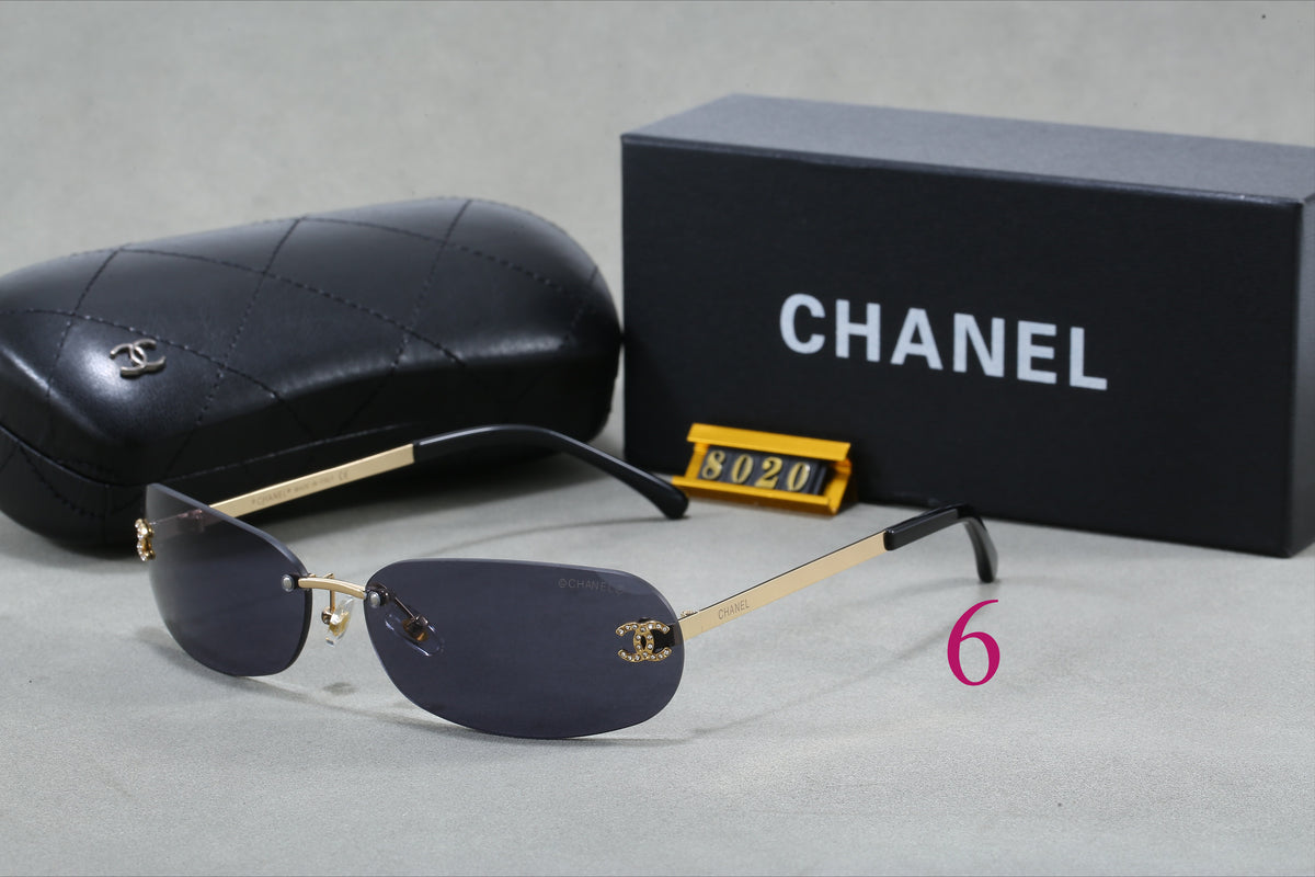 Slim Oval Sunglasses with Metal Rims