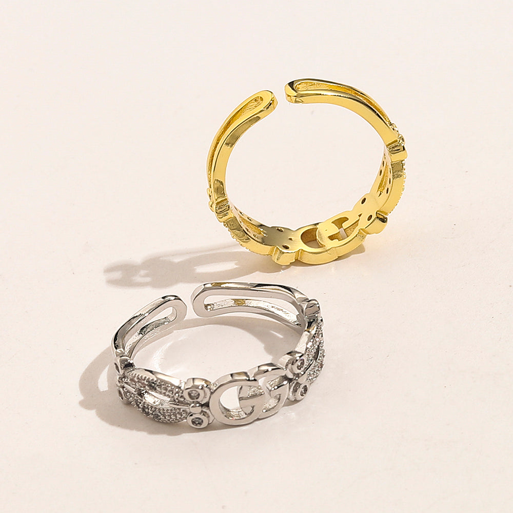 Copper Zirconium Real Gold Plated Ring,Rings Collection、GU*CI  Series