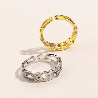 Copper Zirconium Real Gold Plated Ring,Rings Collection、GU*CI  Series