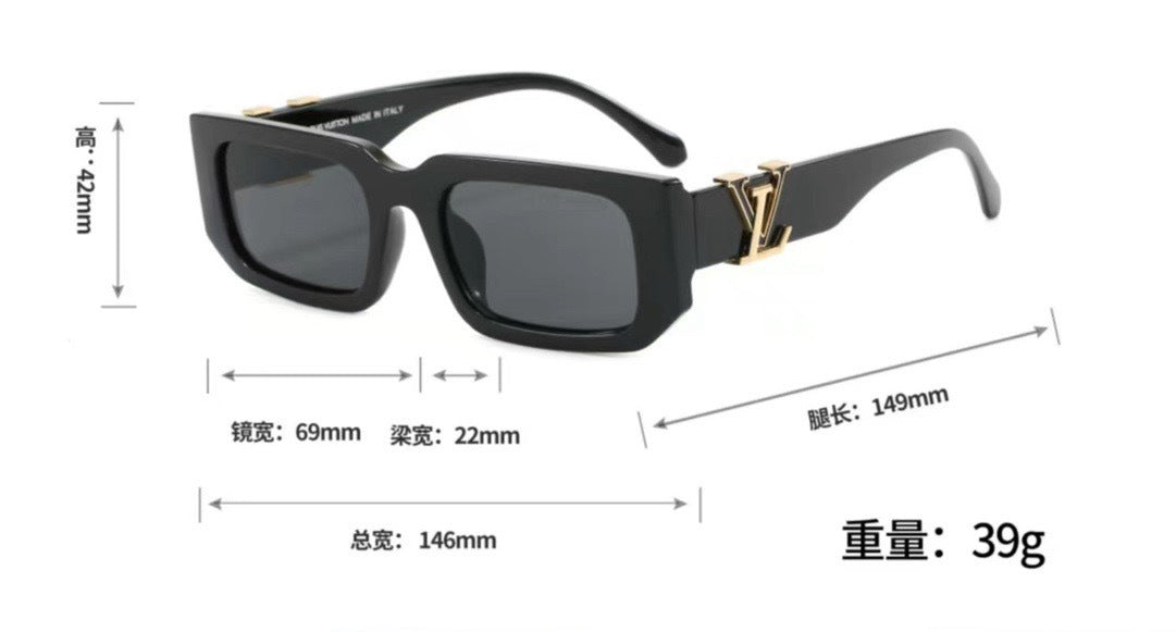 Chunky Rounded Rectangle Sunglasses with Monogram Temples