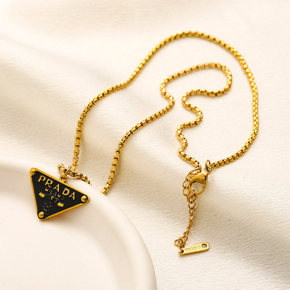 304 Stainless Steel Triangle Pendant Necklace - Style Options