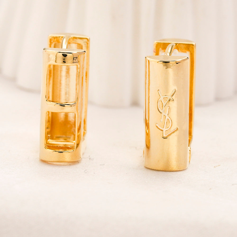 304 Stainless Steel Engraved Tube Hoop Earrings