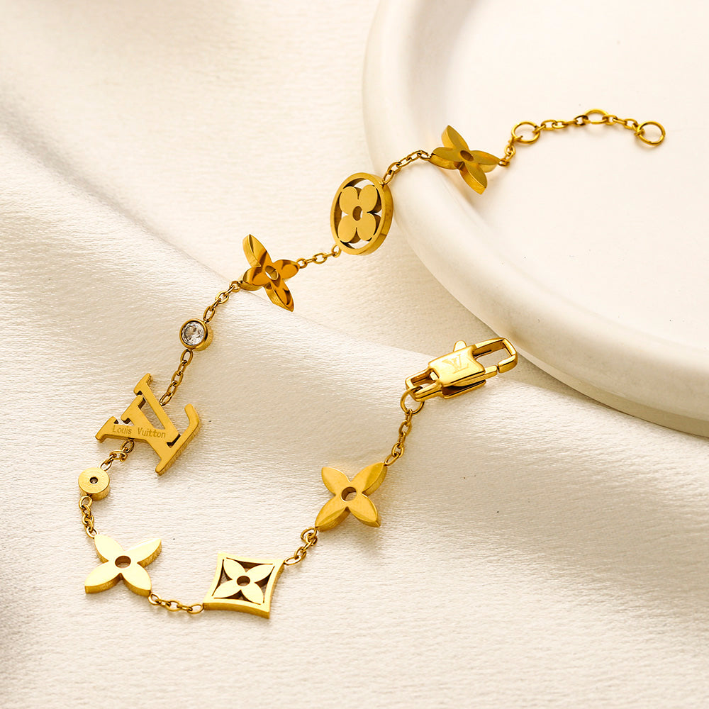 Set di collana e braccialetto in acciaio inossidabile 304 con logo stampato