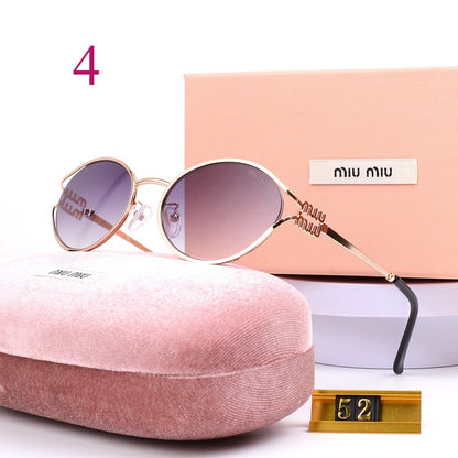 Oval Metal-Frame Sunglasses with Decorative Hinges