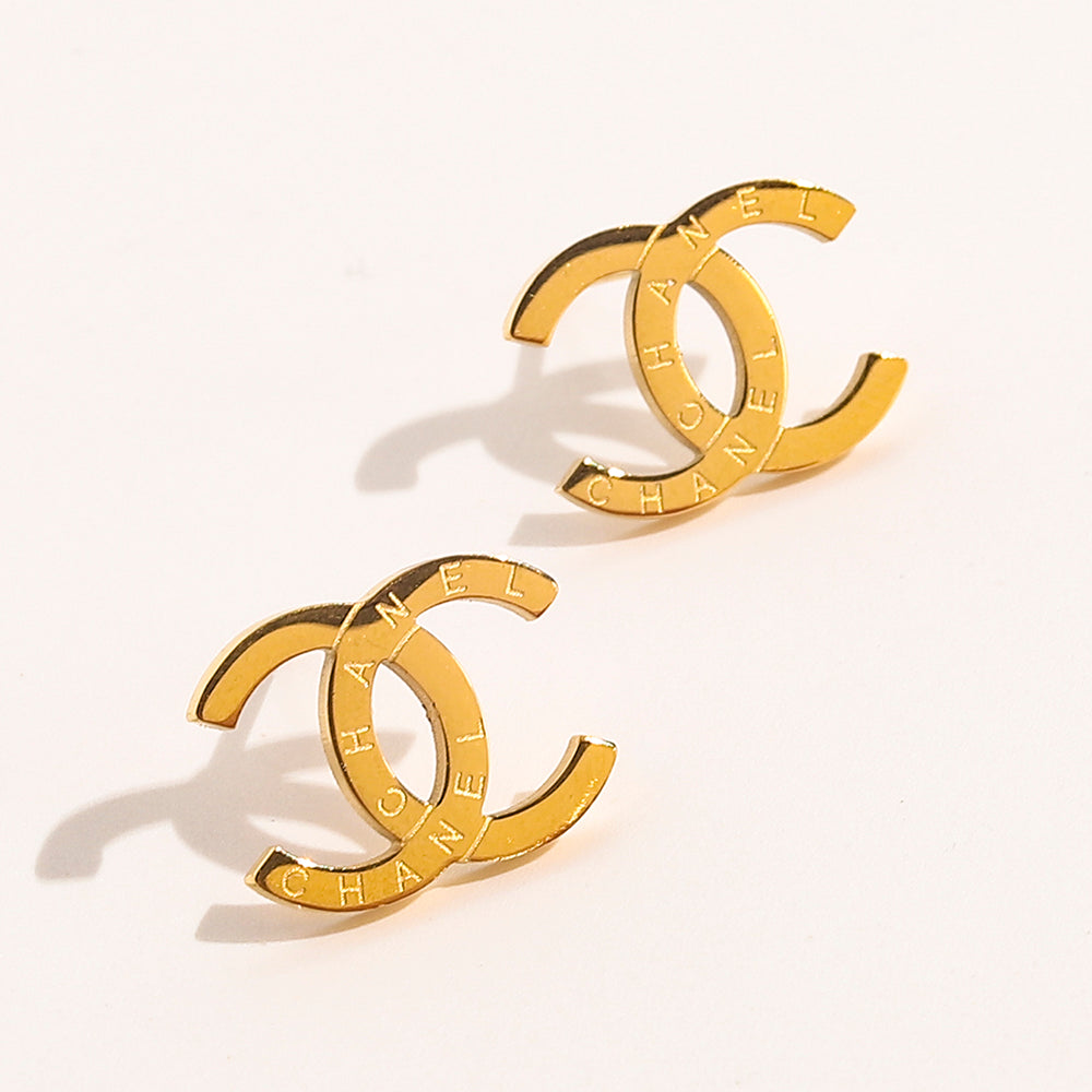 304 Stainless Steel Polished Interlocking-C Hoop Earrings