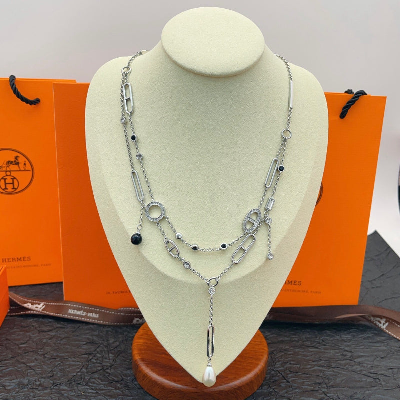 Mixed-Link Y-Drop Chain Necklace
